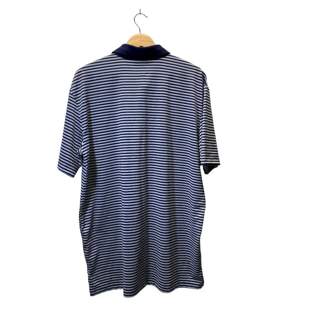 Callaway Polo Shirt Mens Large Blue White Striped Opti-Dri Performance Golf Top - Picture 2 of 9